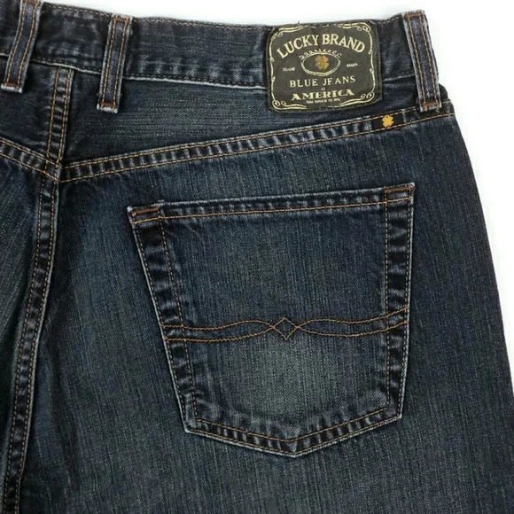 Lucky Brand 181 Dark LoveTrain Wash Relaxed Straight Leg Denim Jeans Men 36x32.5